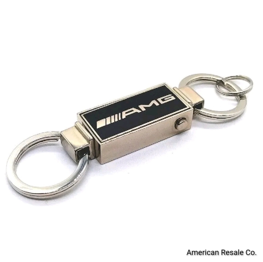 Authentic OEM Mercedes Benz AMG Black Dual Keychain Valet Fob